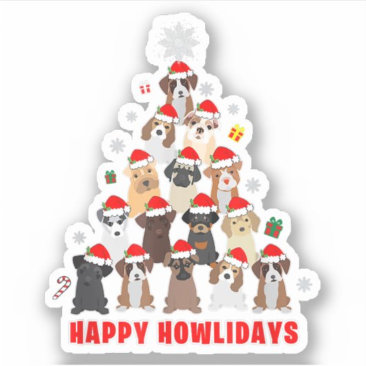 Hondenliefhebber kerstboom T-shirt Gift T-Shirt Sticker (Voorkant)
