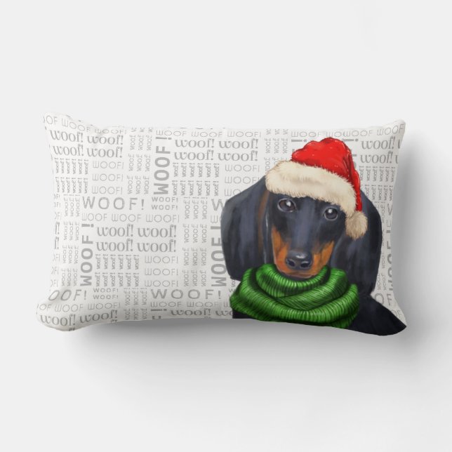 Hondenliefhebber kerstdachshund kussen (Voorkant)