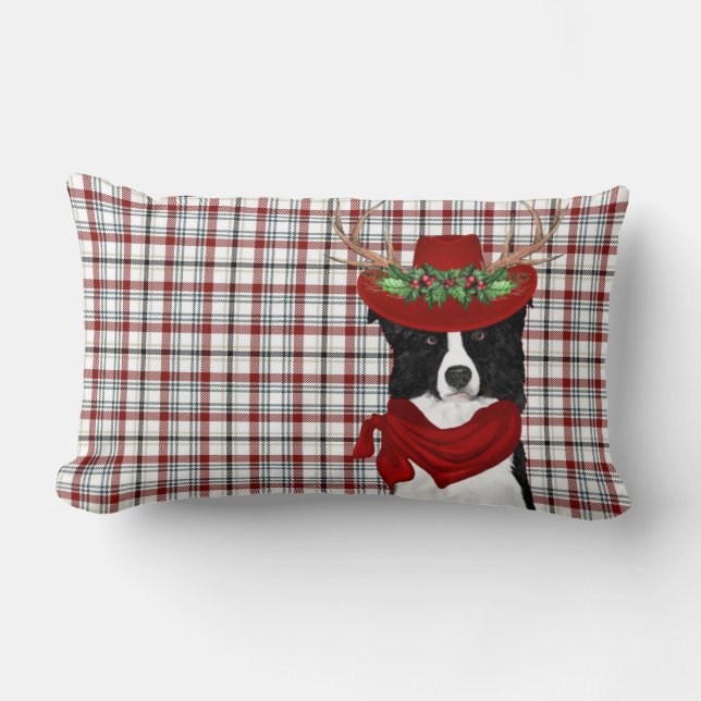 Hondenliefhebber kerstgrens Collie Western Pset Kussen (Voorkant)