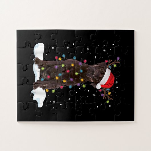 Hondenliefhebber | Kerstkerst met chocolade-labrad Legpuzzel (Horizontaal)