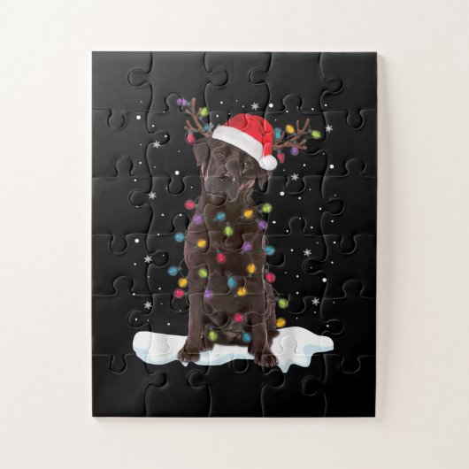 Hondenliefhebber | Kerstkerst met chocolade-labrad Legpuzzel (Verticaal)