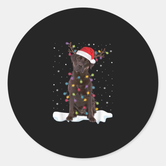 Hondenliefhebber | Kerstkerst met chocolade-labrad Ronde Sticker (Voorkant)