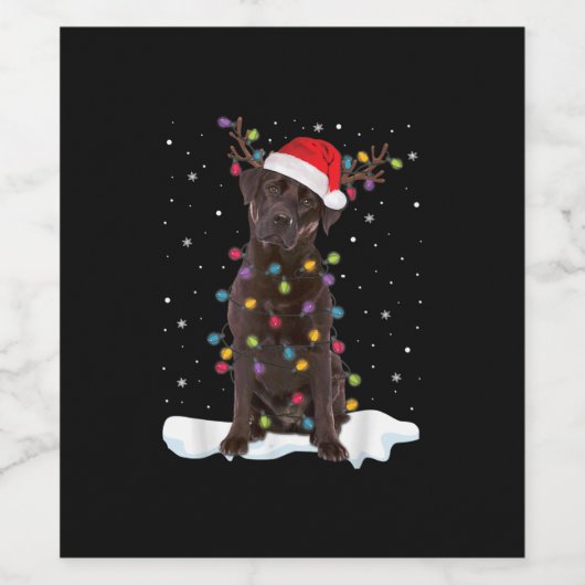 Hondenliefhebber | Kerstkerst met chocolade-labrad Wijn Etiket (Enkel label)