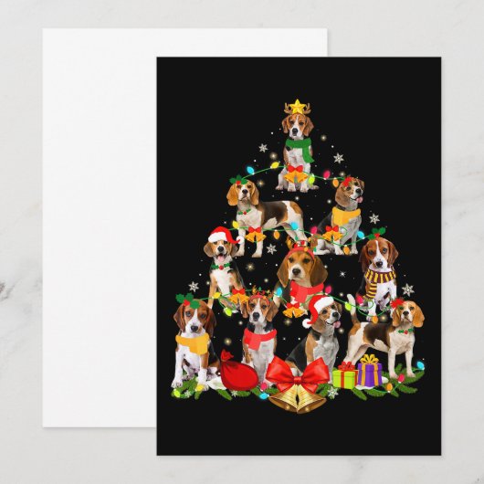 hondenliefhebber - kerstlicht met beagle bomen aankondiging (Voorkant / Achterkant)