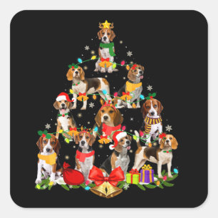 Hondenliefhebber - kerstlicht met beagle bomen vierkante sticker