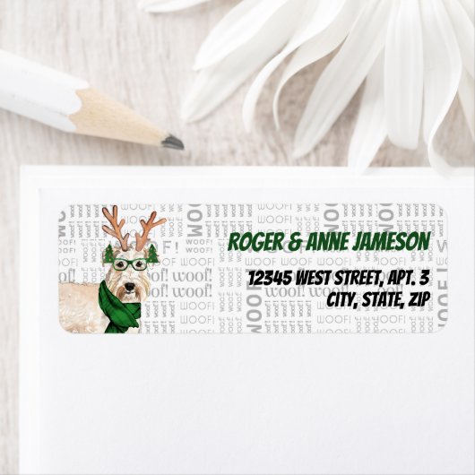 Hondenliefhebber kerstmis Wheaten Terrier Etiket (Insitu)