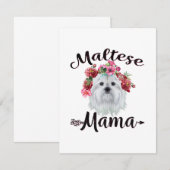 Hondenliefhebber | Kute Maltese mama Dog Flowers F Bedankkaart (Voorkant / Achterkant)