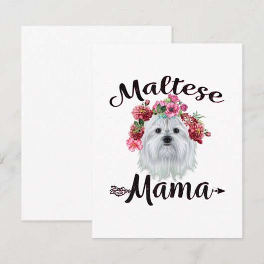 Hondenliefhebber | Kute Maltese mama Dog Flowers F Bedankkaart (Voorkant / Achterkant)