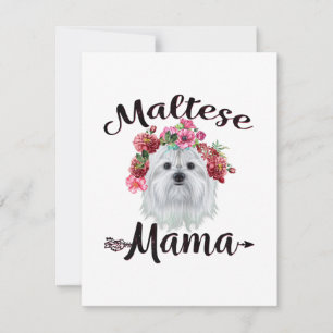 Hondenliefhebber   Kute Maltese mama Dog Flowers F Bedankkaart