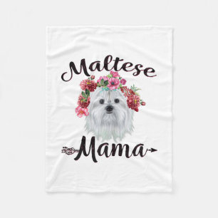 Hondenliefhebber   Kute Maltese mama Dog Flowers F Fleece Deken