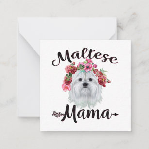 hondenliefhebber   Kute Maltese mama Dog Flowers F Notitiekaartje