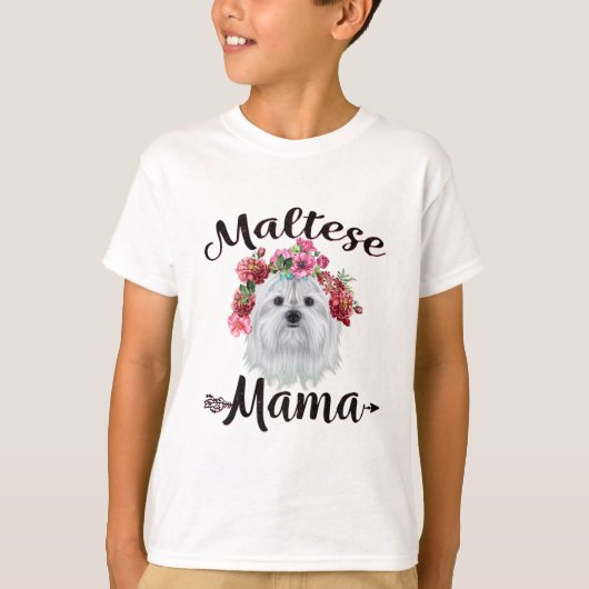 Hondenliefhebber | Kute Maltese mama Dog Flowers F T-shirt (Voorkant)
