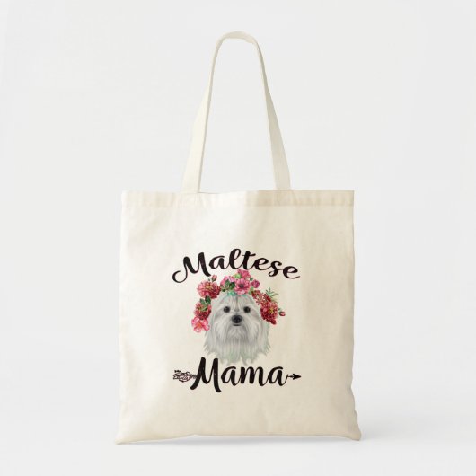 Hondenliefhebber | Kute Maltese mama Dog Flowers F Tote Bag (Voorkant)