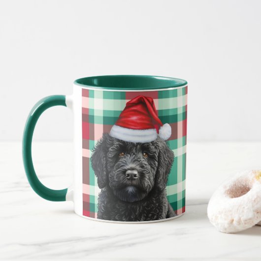 Hondenliefhebber Labradoodle Rood Groen Vakantiepa Mok (Met donut)