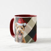 Hondenliefhebber Lakeland Terrier Holiday Plaid Mok (Voorkant links)