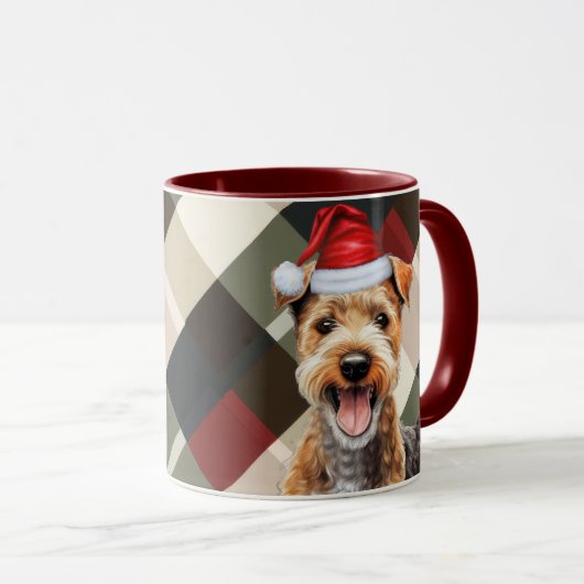 Hondenliefhebber Lakeland Terrier Holiday Plaid Mok (Voorkant rechts)