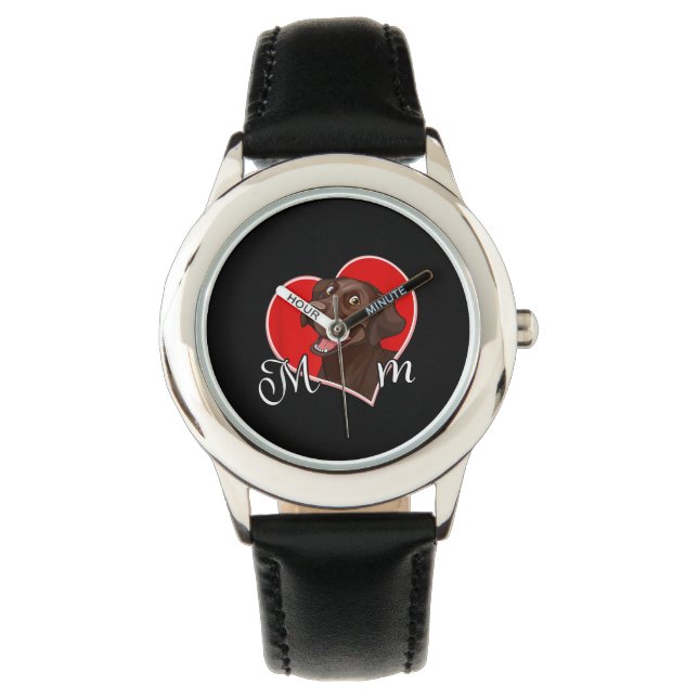Hondenliefhebber | Liefde Hart Chocolade Labrador  Horloge (Voorkant)