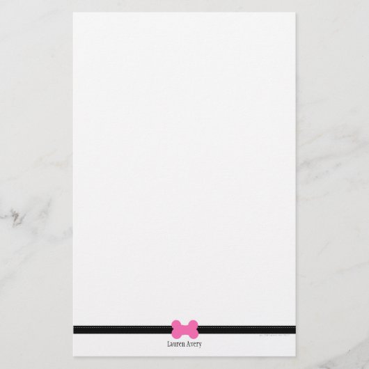 Hondenliefhebber Little Hot Pink Bone Personated Briefpapier (Voorkant)