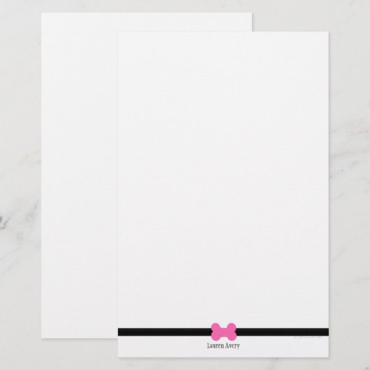 Hondenliefhebber Little Hot Pink Bone Personated Briefpapier (Voorkant / Achterkant)