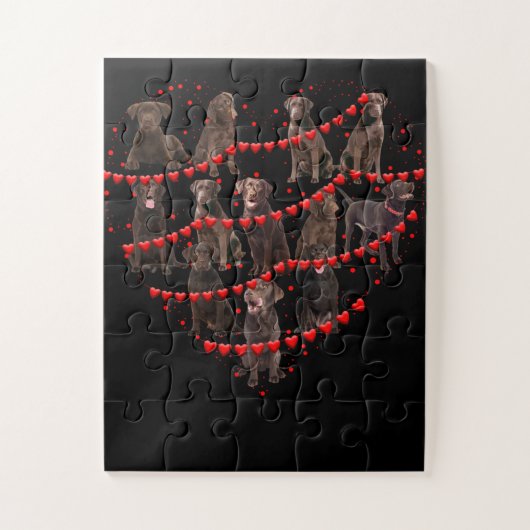 Hondenliefhebber |Love Heart Chocolate Labrador Va Legpuzzel (Verticaal)