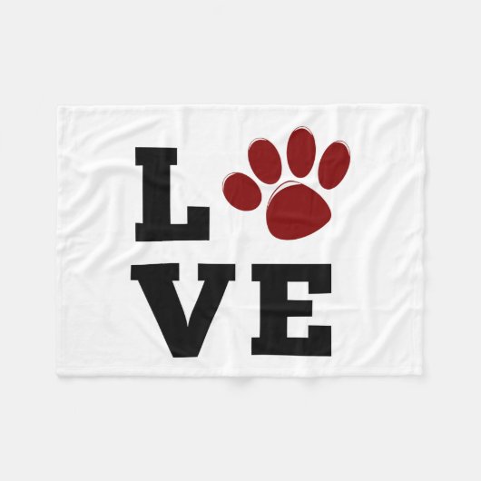 Hondenliefhebber Love Paw Print Dierenvriend Fleece Deken (Voorkant (Horizontaal))