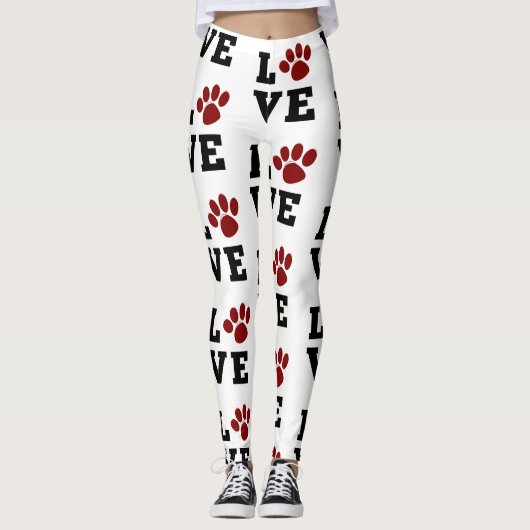 Hondenliefhebber Love Paw Print Dierenvriend Leggings (Voorkant)