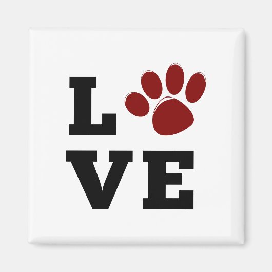 Hondenliefhebber Love Paw Print Dierenvriend Magneet (Voorkant)