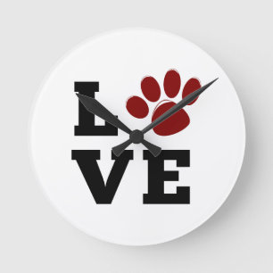 Hondenliefhebber Love Paw Print Dierenvriend Ronde Klok