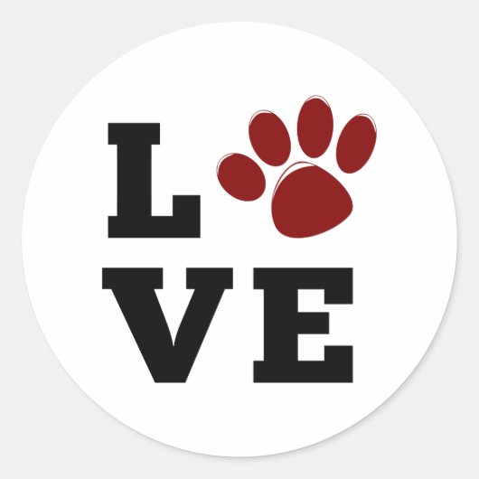 Hondenliefhebber Love Paw Print Dierenvriend Ronde Sticker (Voorkant)