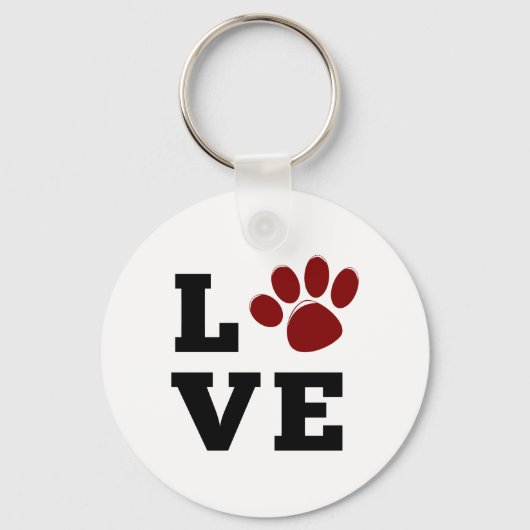 Hondenliefhebber Love Paw Print Dierenvriend Sleutelhanger (Voorkant)