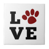 Hondenliefhebber Love Paw Print Dierenvriend Tegeltje (Voorkant)