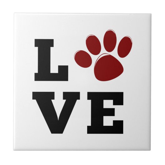 Hondenliefhebber Love Paw Print Dierenvriend Tegeltje (Voorkant)