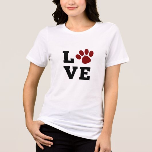Hondenliefhebber Love Paw Print Dierenvriend Tri-Blend Shirt (Voorkant)