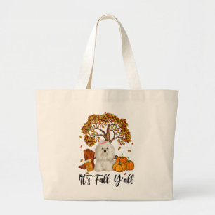 Hondenliefhebber   Maltees Het is Herfst Y'all Pum Grote Tote Bag