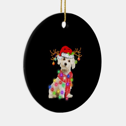 Hondenliefhebber | Maltees Santa Hat Xmas Fairligh Keramisch Ornament (Rechts)