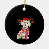 Hondenliefhebber | Maltees Santa Hat Xmas Fairligh Keramisch Ornament (Voorkant)