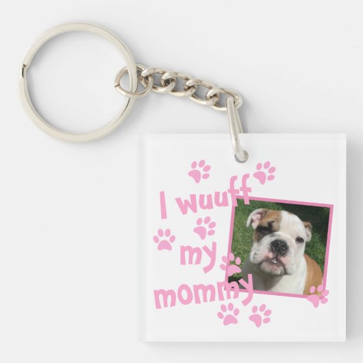 Hondenliefhebber Mama met gepersonaliseerde foto Sleutelhanger (voorkant)