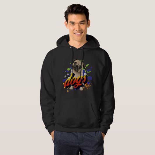 Hondenliefhebber man zwart, fijn, kool hoodie (Voorkant volledig)