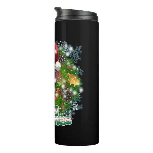 Hondenliefhebber Merry Kerstmis Dachshund Thermosbeker (Geroteerd rechts)