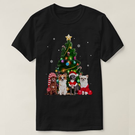 Hondenliefhebber met kerstboomluis Xmas gezelschap T-shirt (Design voorkant)