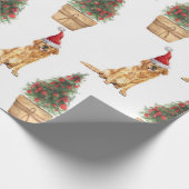 Hondenliefhebber met kerstgouden retriever cadeaupapier (Hoek)