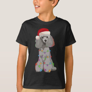 Hondenliefhebber met kerstlampjes voor geboost ker t-shirt