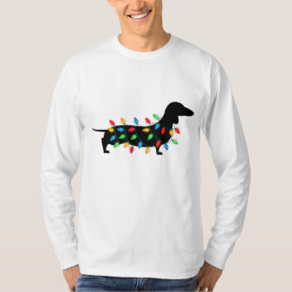 Hondenliefhebber met kerstlights Wiener Dachshund T-shirt