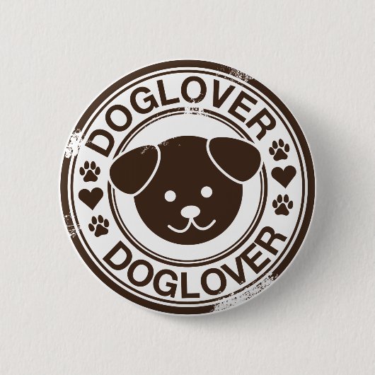 hondenliefhebber met puppy face ronde button 5,7 cm (Voorkant)