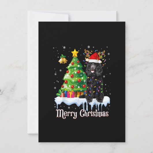 Hondenliefhebber met zwarte kerstkerstboomverlicht kaart (Voorkant)