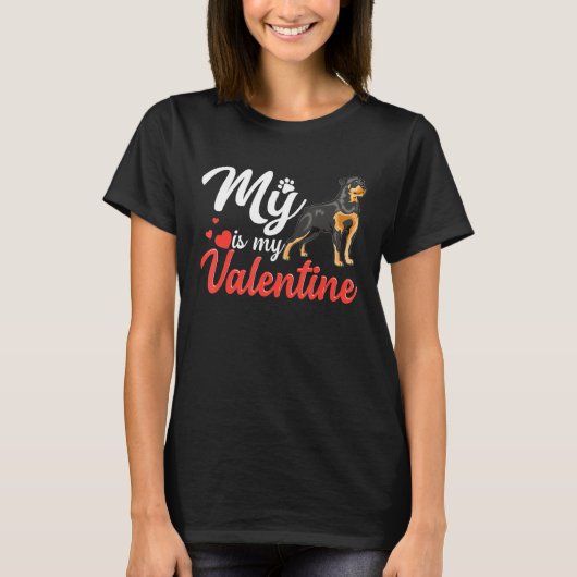 Hondenliefhebber Mijn rottweiler is Mijn Valentijn T-shirt (Voorkant)