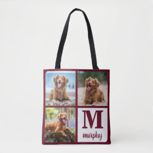 hondenliefhebber Modern monogram Aangepast 3 foto Tote Bag