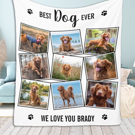 Hondenliefhebber Modern Pet Custom 9 Fotocollage Fleece Deken