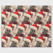Hondenliefhebber Patterned Franse Bulldog Kerst Cadeaupapier (Vlak)