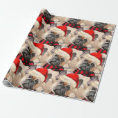 Hondenliefhebber Patterned Franse Bulldog Kerst Cadeaupapier (Uitgerold)